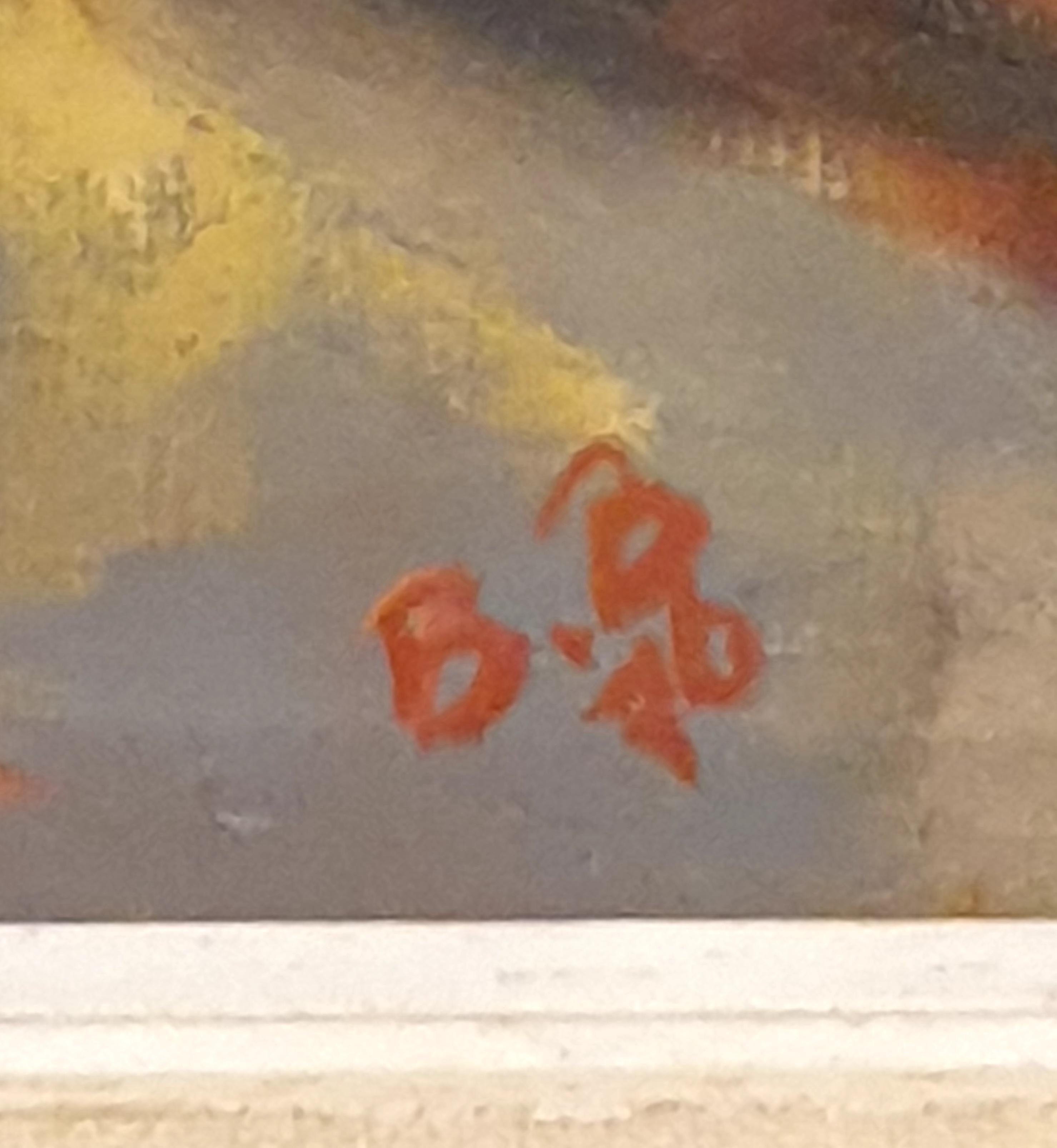 Scena d'interni di fine secolo, una villa a Cannes, nel sud della Francia. Olio, cartone - Painting Moderno di Bill Brown
