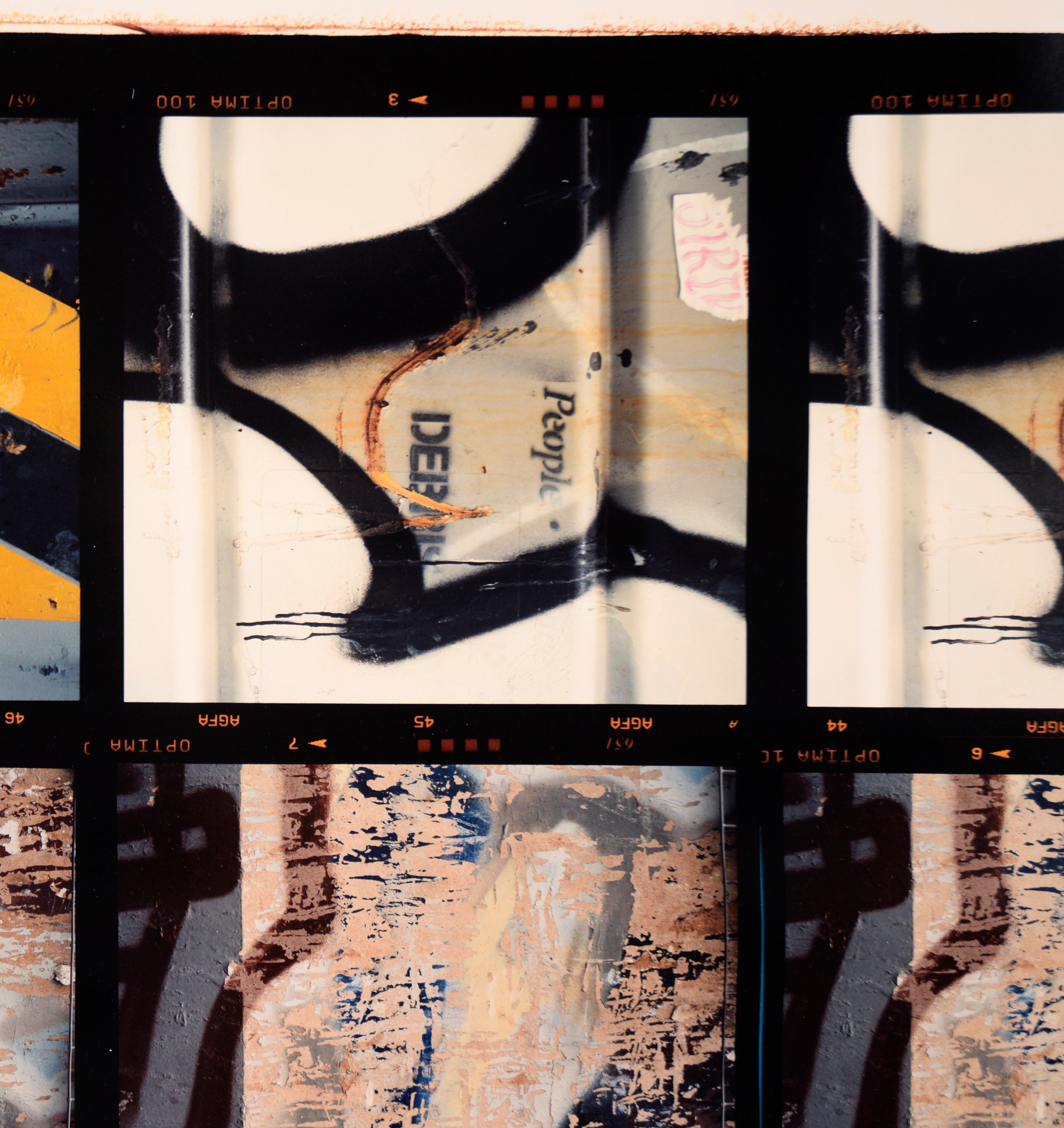 12 Photos (Graffiti and Stripes) - Large Scale Textural Photographs

Series of detailed macro photos by Bill Clark (American, 20th Century). This set of photos shows several textured and painted surfaces, both concrete and metal. A few of them have