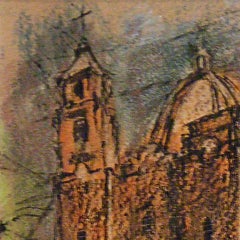 Dibujo impresionista de paisaje de catedral