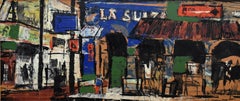 "La Suiza"  Artist street scene cafes, easels, related.