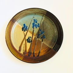 Plato de cerámica de estudio vintage de Bill Creitz, firmado, circa 1970