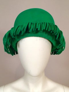 Bill Cunningham William J. Bright Green Wool Felt Hat with Fringe