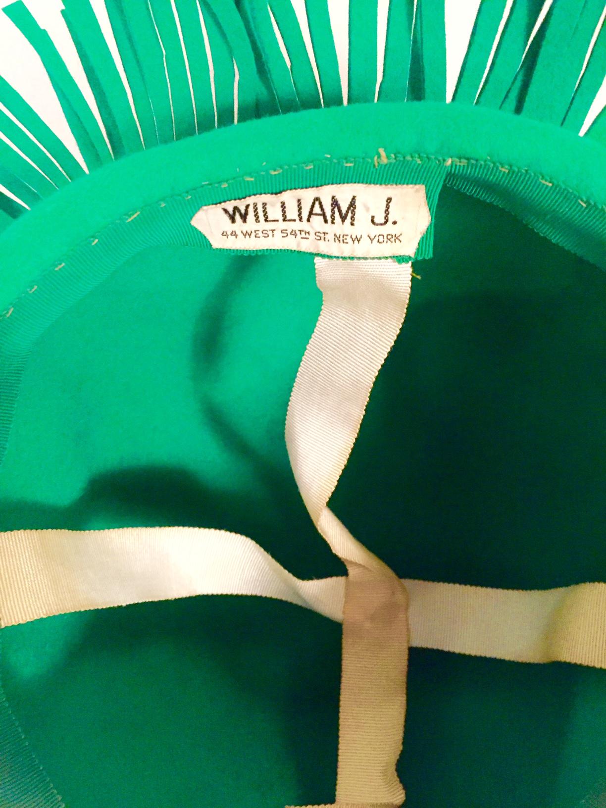 Bill Cunningham William J. Bright Green Wool Felt Hat with Fringe In Excellent Condition In New Hope, PA