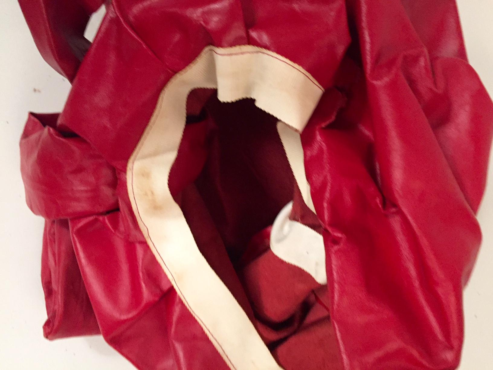 Bill Cunningham William J. Red Leather Turban Style Hat In Fair Condition In New Hope, PA