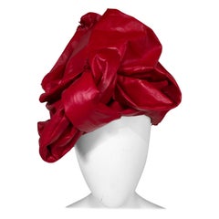 Bill Cunningham William J. Rotes Leder Turban Stil Hut