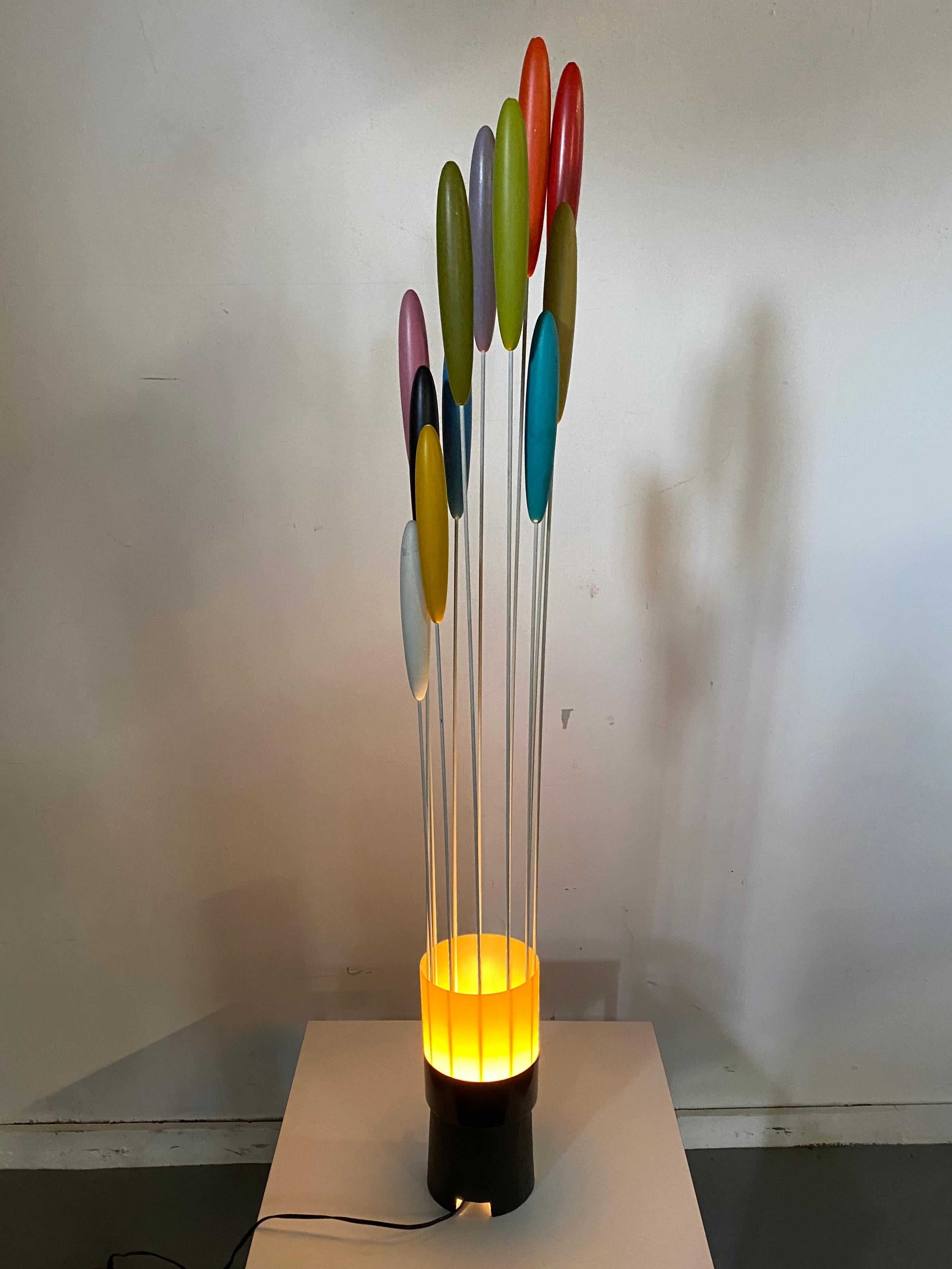 Painted Bill Curry 'Cattails' Lamp.. Iconic Modernist Design, , amazing colors