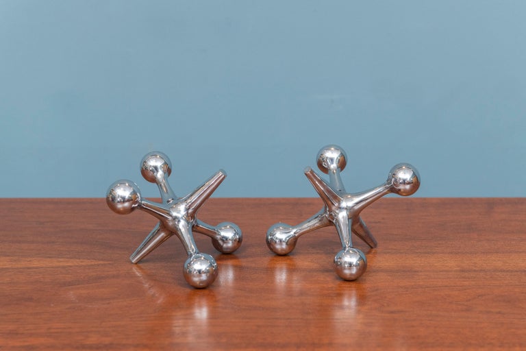 Bill Curry Attributed chrome jack bookends for Design Line, U.S.A.