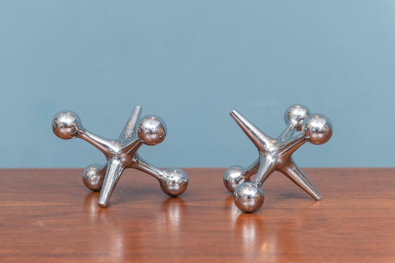 Mid-20th Century Bill Curry Chrome Jack Bookends For Sale
