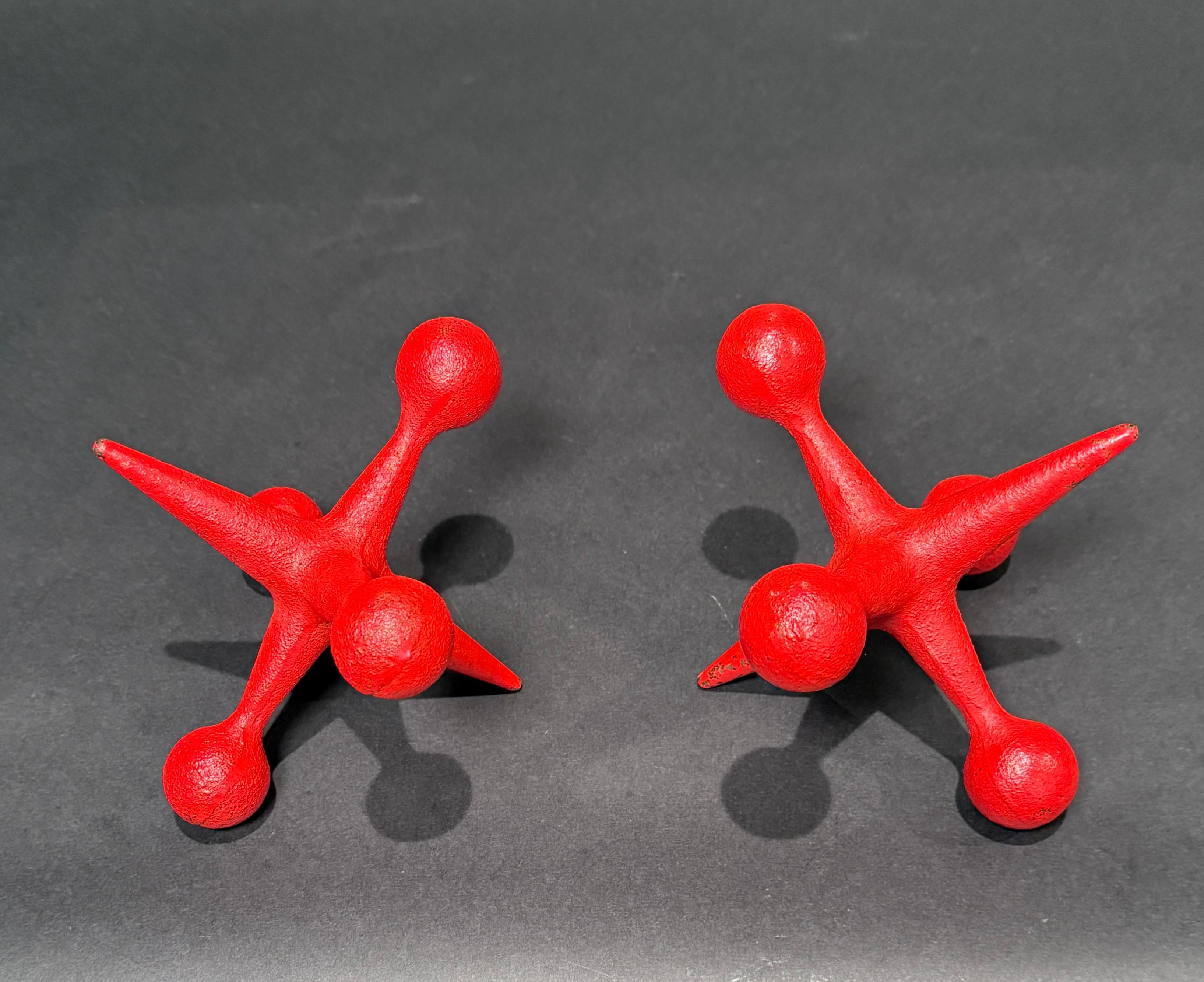 Painted Bill Curry Design Line Vintage Mid-Century Modern Jacks Bookends For Sale