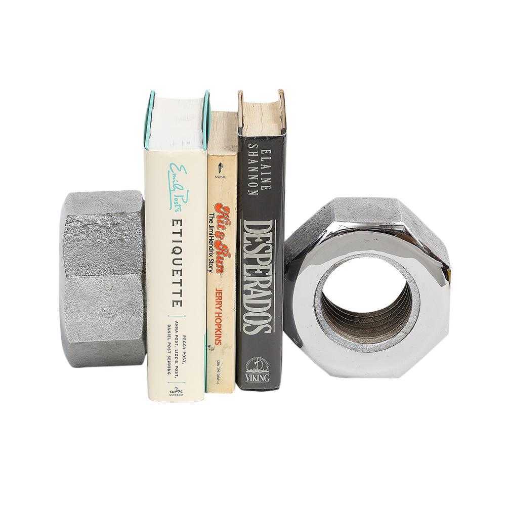 Bill Curry for Design Line Nut Bookends, Nickel Chrome, Cast Iron, Signed For Sale 7