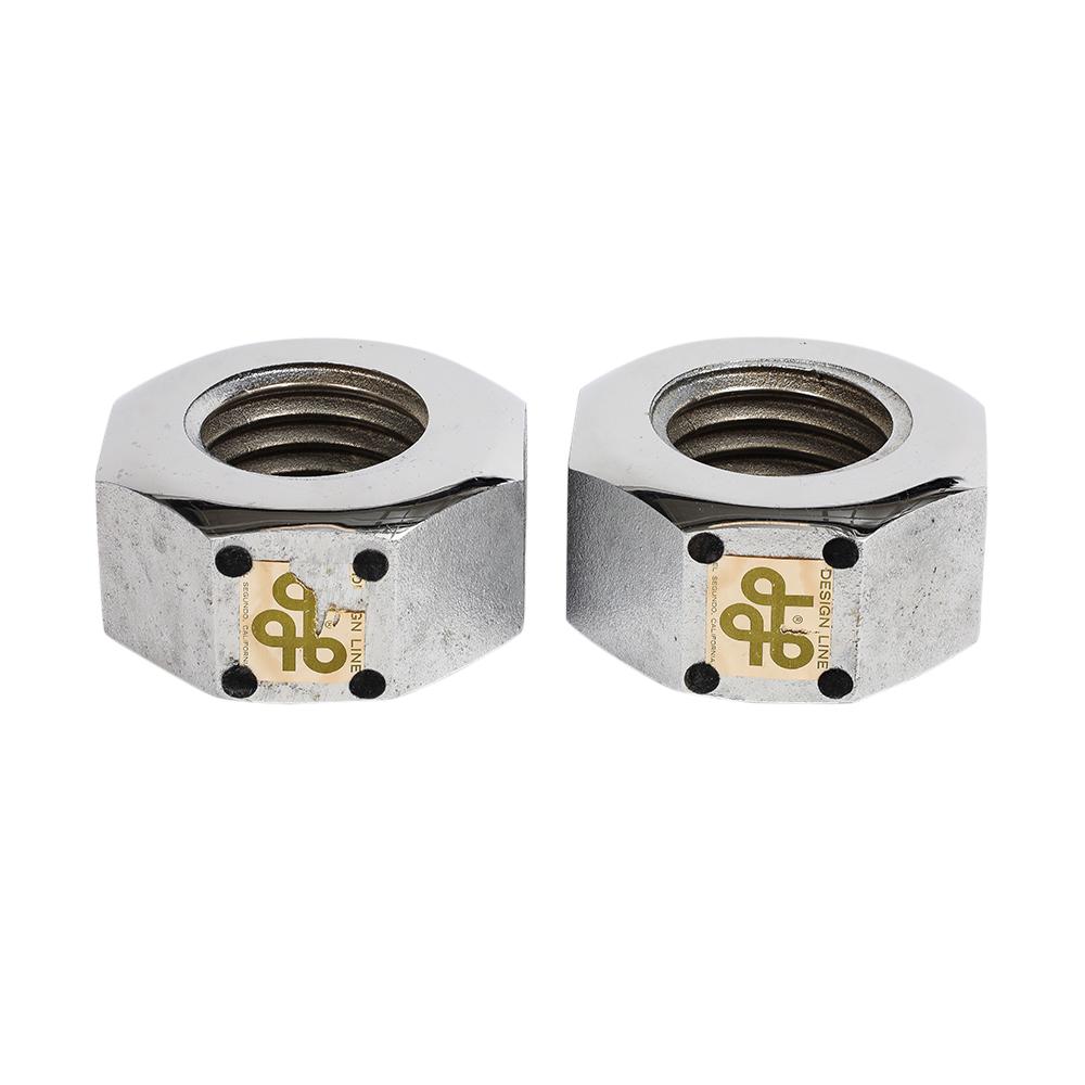 Bill Curry for Design Line Nut Bookends, Nickel Chrome, Cast Iron, Signed For Sale 9
