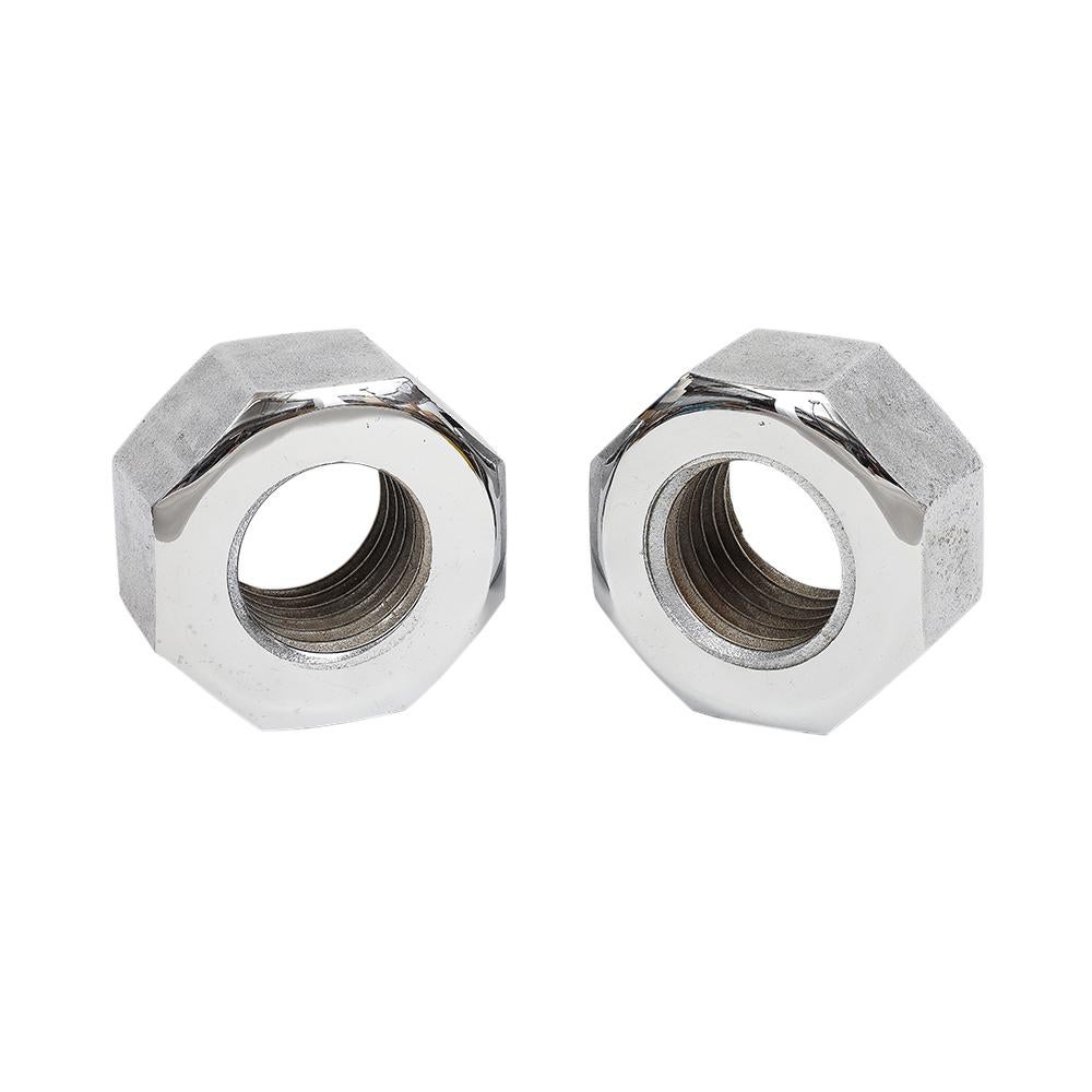 American Bill Curry for Design Line Nut Bookends, Nickel Chrome, Cast Iron, Signed For Sale