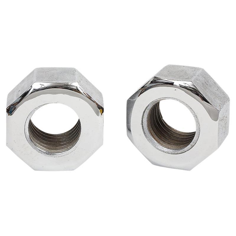 Bill Curry for Design Line Nut Bookends, Nickel Chrome, Cast Iron, Signed