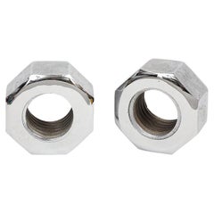 Bill Curry für Design Line Nuss Buchstützen, Nickel Chrom, Gusseisen, signiert