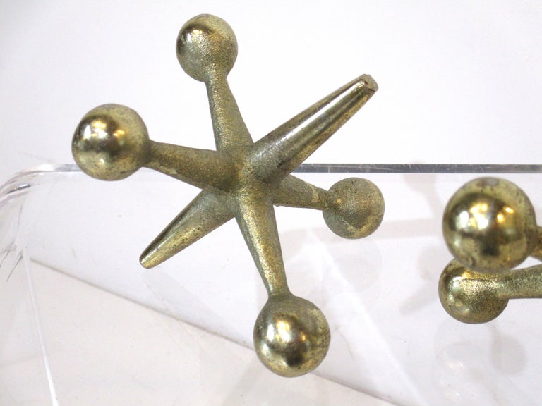 Unknown Bill Curry Lg. Brass Jacks Sculptures / Bookends / Paperweight for Design Line For Sale