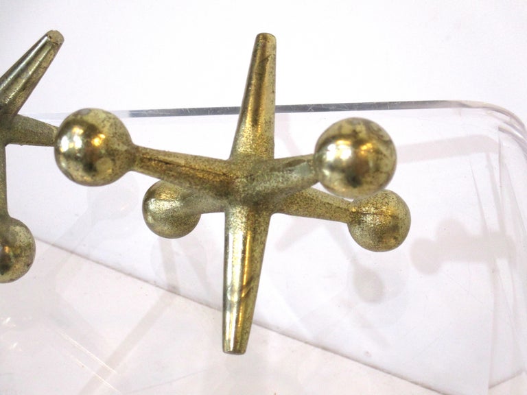 Bill Curry Lg. Brass Jacks Sculptures / Bookends / Paperweight for Design Line In Good Condition For Sale In Cincinnati, OH