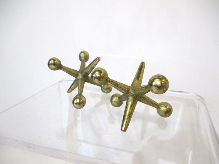Bill Curry Lg. Brass Jacks Sculptures / Bookends / Paperweight for Design Line For Sale 1
