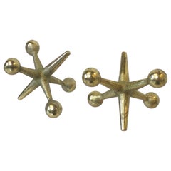 Bill Curry Lg. Brass Jacks Sculptures / Bookends / Paperweight for Design Line