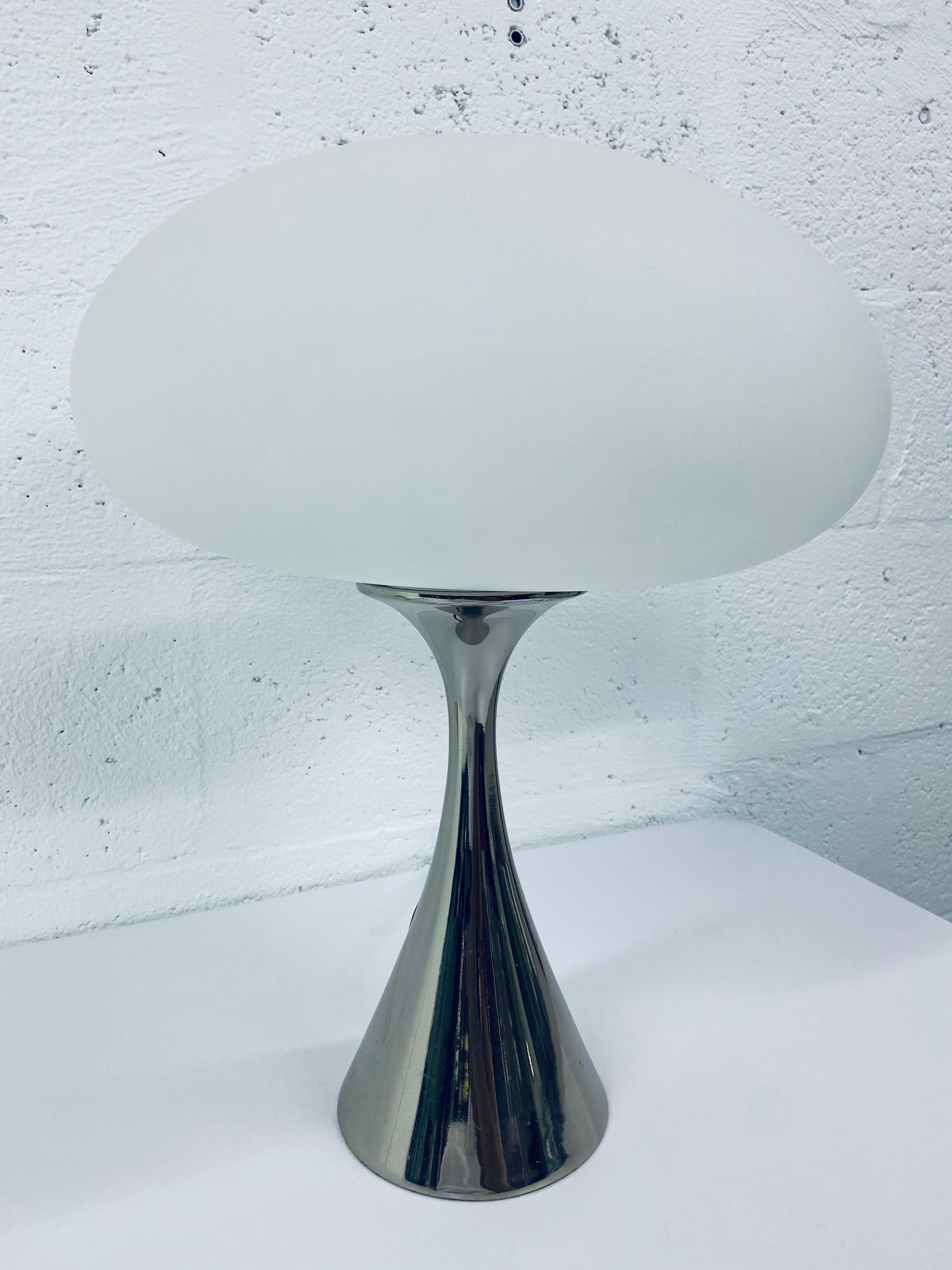 Mid-Century Modern Bill Curry Polished Chrome Mushroom Table or Desk Lamp for Laurel