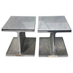 Bill Curry " William " stainless steel I beam  bookends by Design Line , Label .