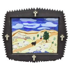 Bill & Geraldine Nelson “Old Southwest” Black Sheep Painting Carved Wood Frame
