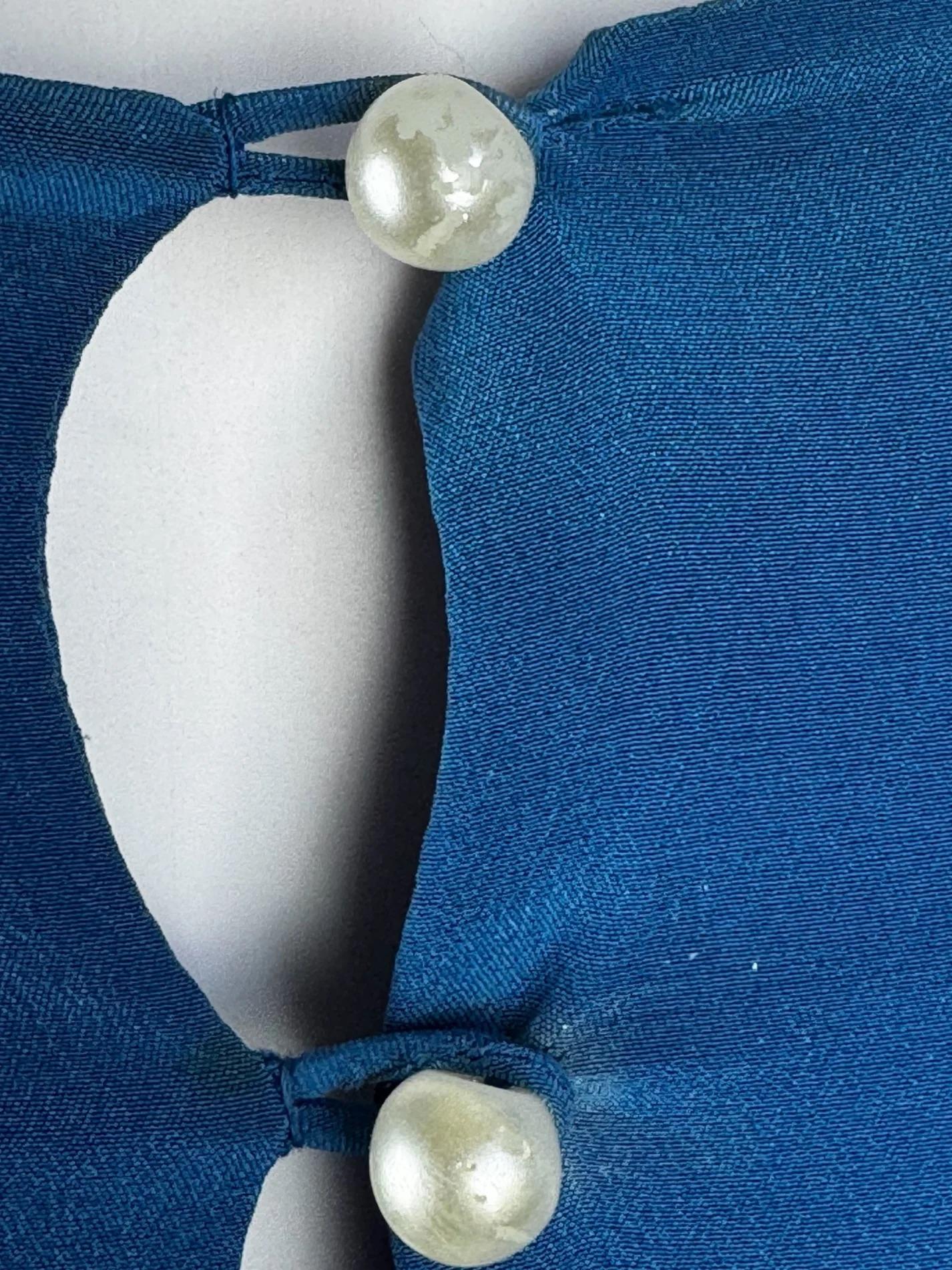 Bill Gibb Blue Silk Beaded Dress, c. Early 1980s For Sale 10