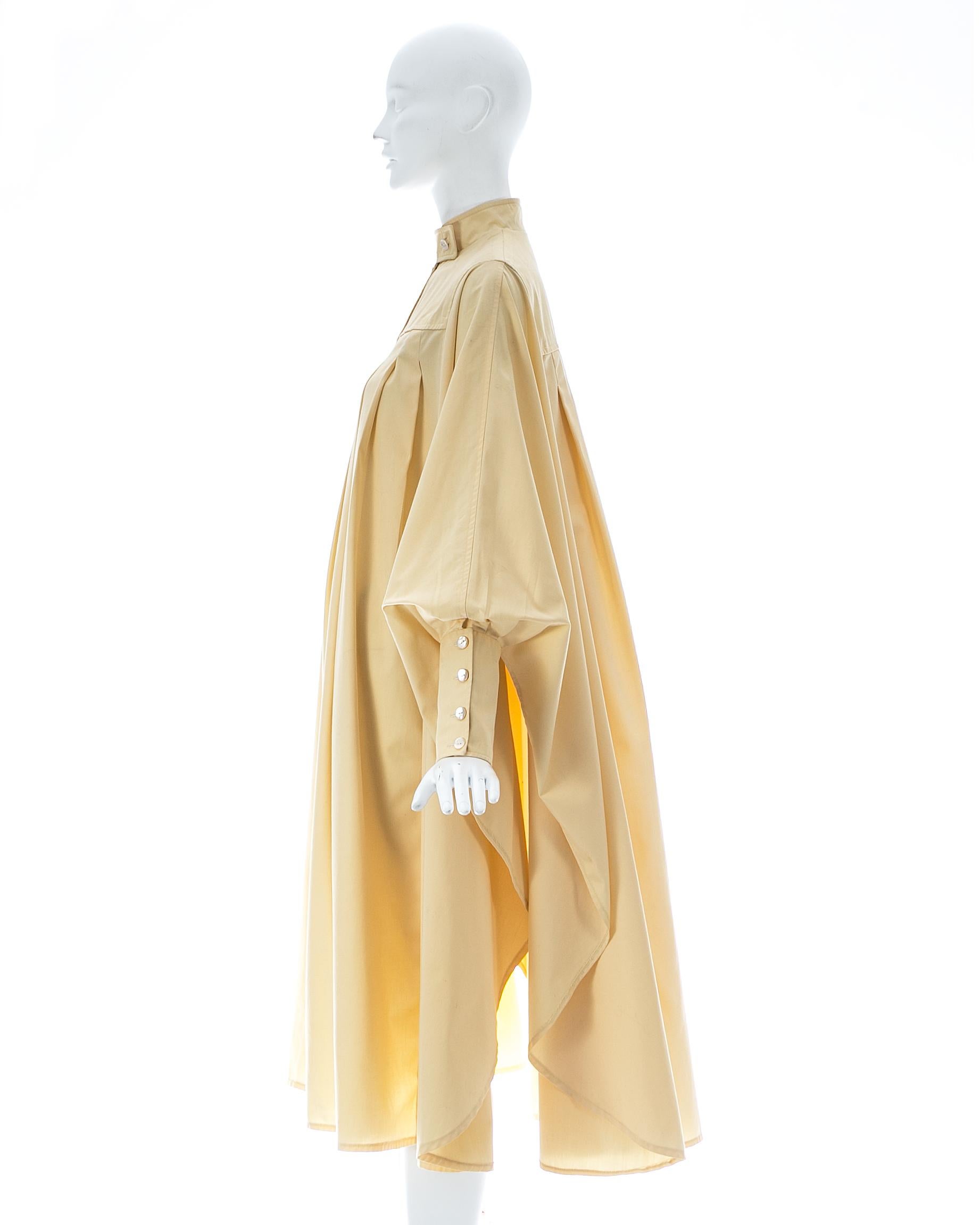 Women's Bill Gibb cream cotton box pleated coat, ca. 1978