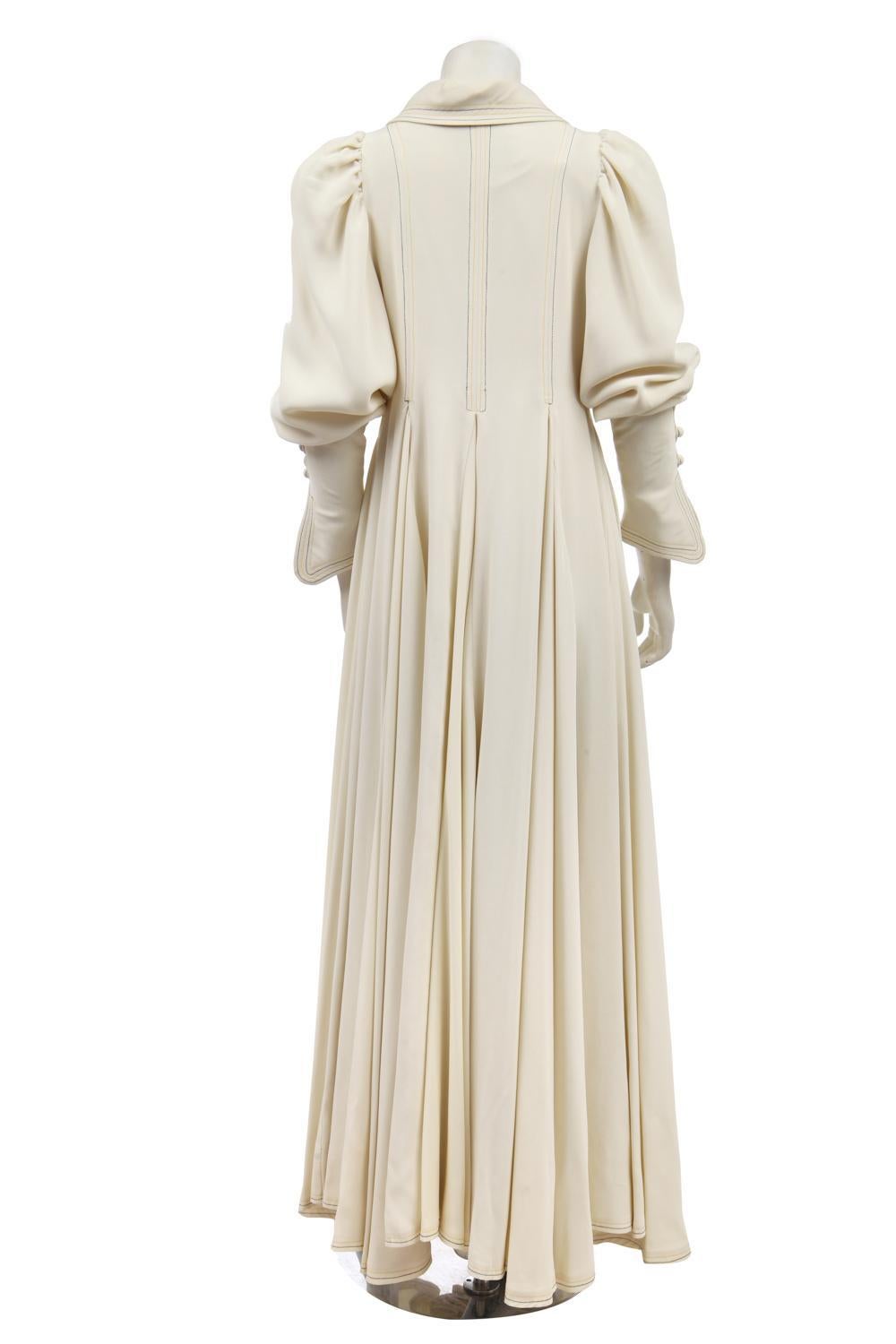 Women's Bill Gibb F/W 1972 Ivory Moss Crepe Gown For Sale