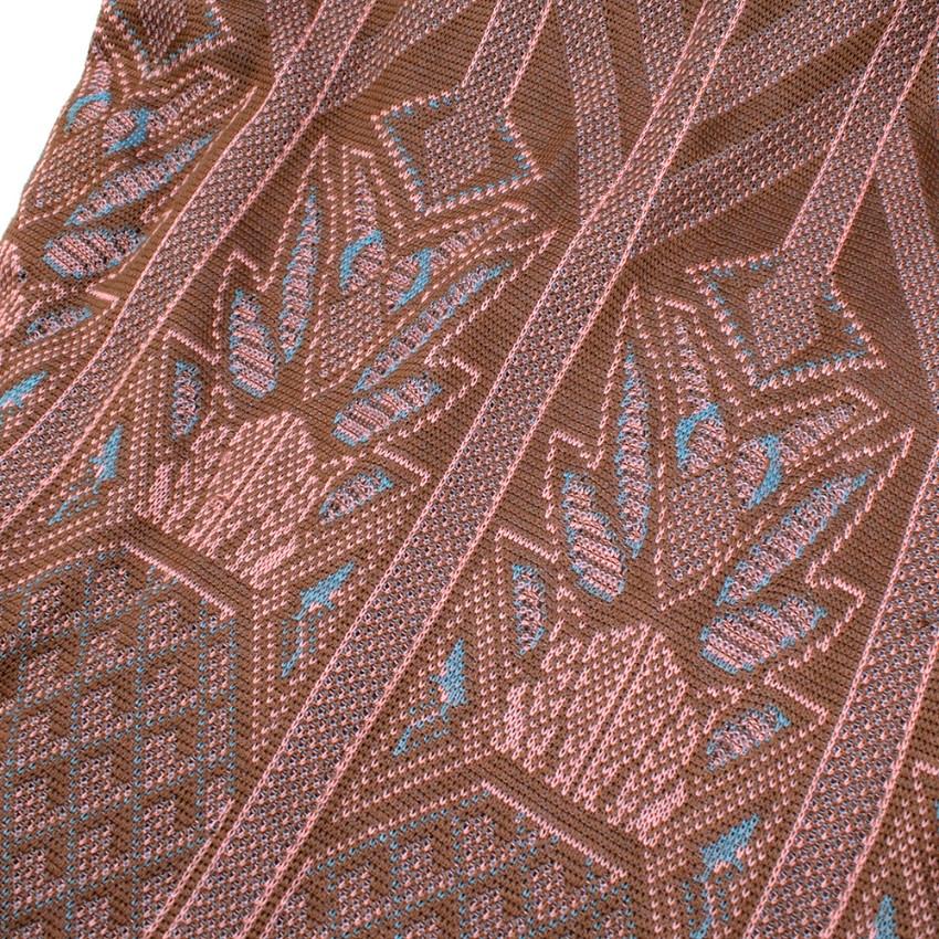 Brown Bill Gibb for Annette Carol Patterned Knitted Dress - Size US8