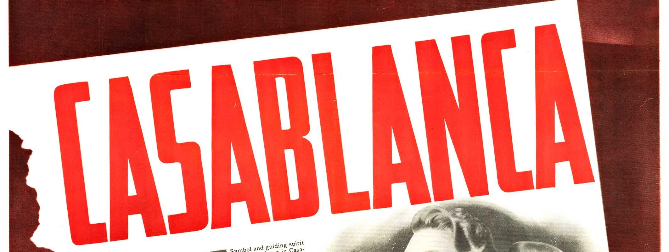 
Affiche originale du film CASABLANCA de 1942.   Dos en lin d'archives en très bon état, prêt à être encadré.    Les marques de pliage d'origine ont été retouchées et restaurées.    Il s'agit d'un authentique numéro de Casablanca de 1942 mis en