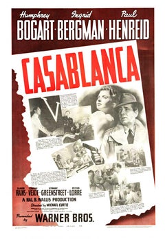 Affiche vintage du film « CASABLANCA » remportée du prix de l'Académie, 1942