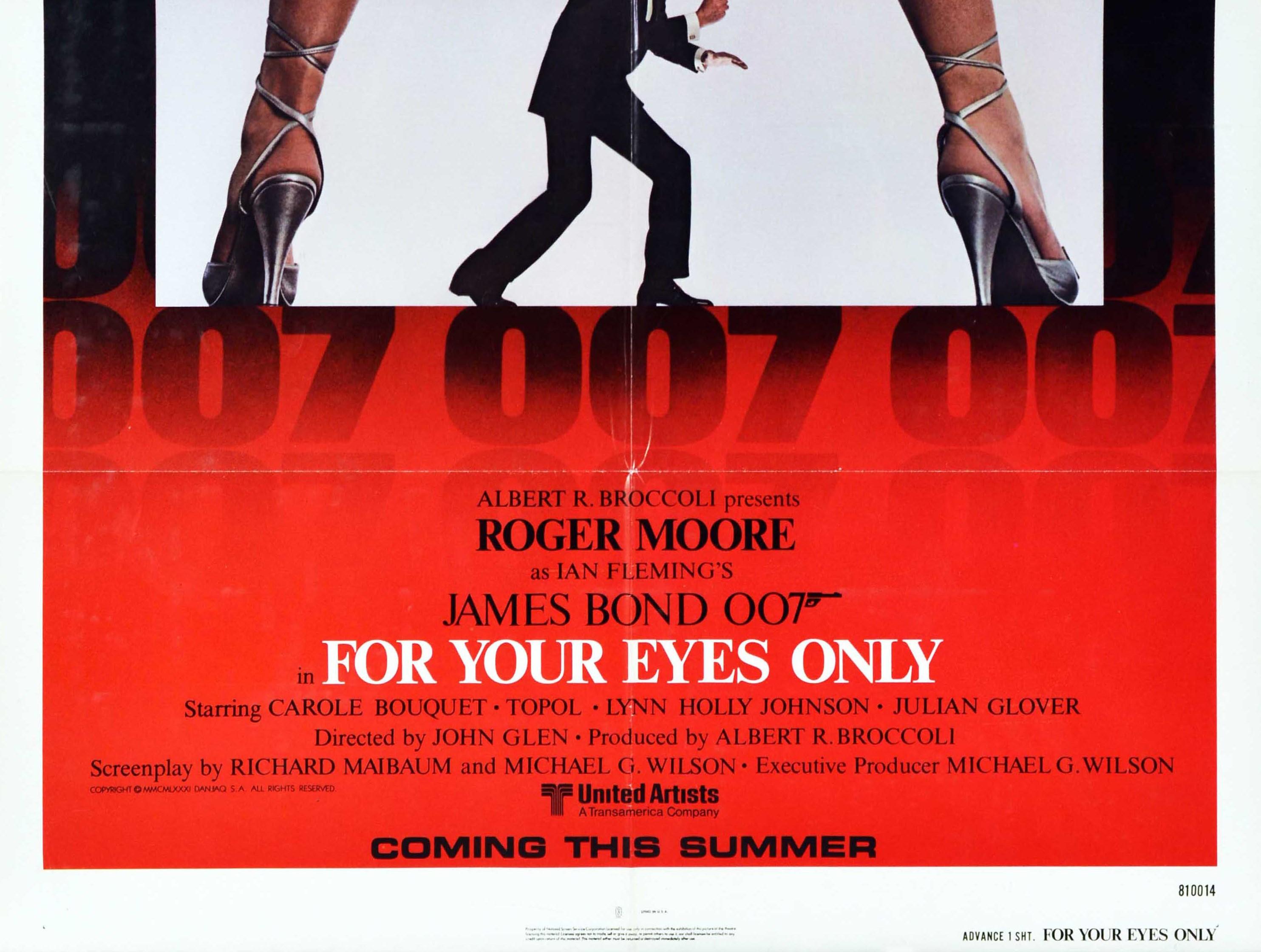 Poster originale d'epoca di James Bond Solo per i tuoi occhi Campagna di gambe 007 Film Art - Print Grigio di Bill Gold