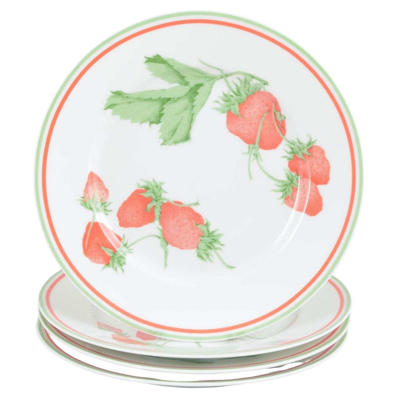 Bill Goldsmith per Limoges. 4 piatti da pranzo in porcellana. Serie Fraise. 1980s in vendita