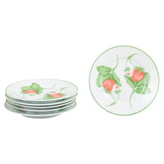 Bill Goldsmith for Limoges. Six small porcelain plates. Fraise series. 1980s