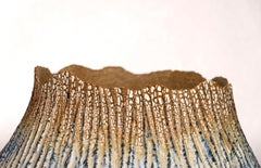 Haptic Series Cobalt & White Extra-Large - textured, ceramic vessel sculpture