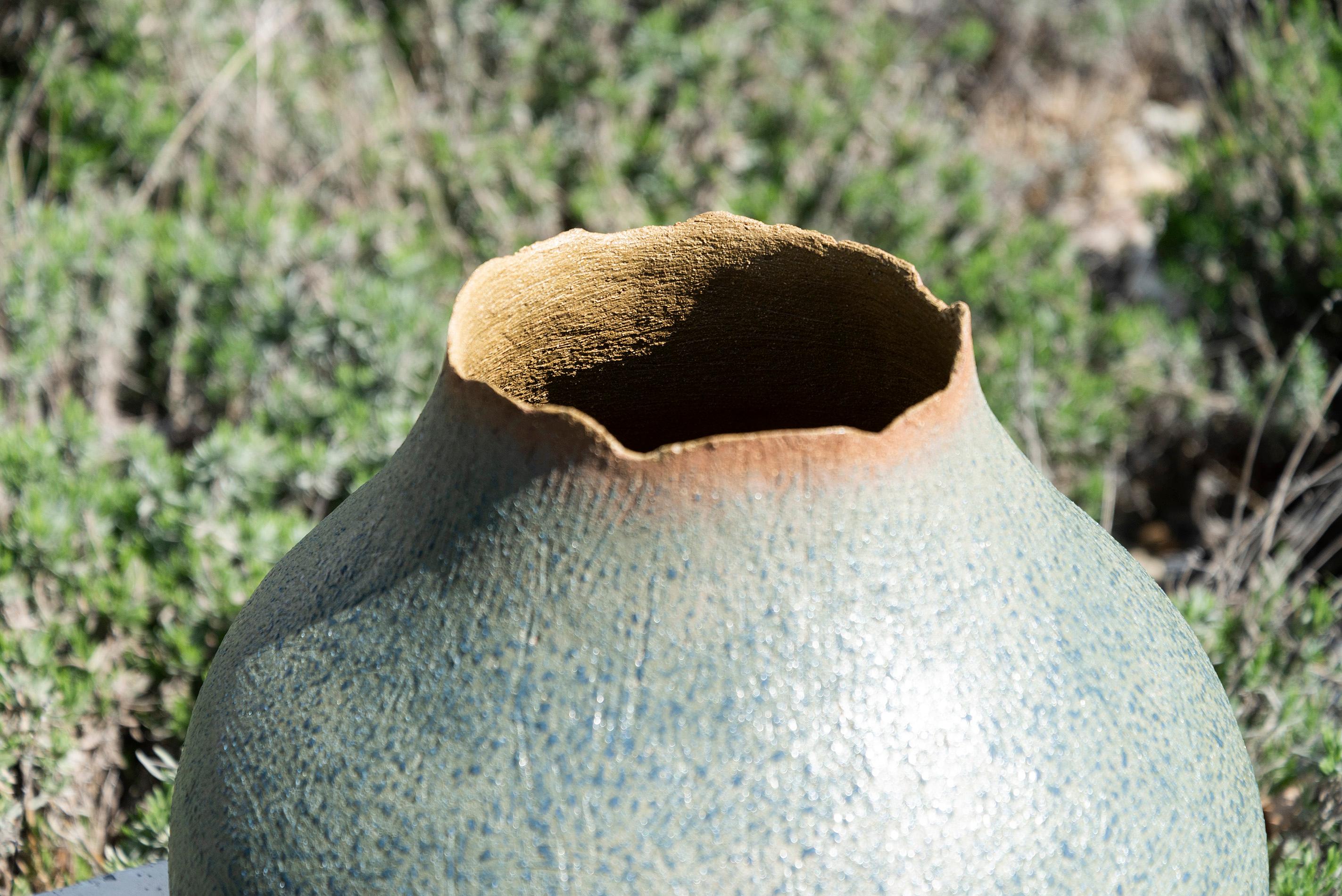 Large Outdoor Vessel No 1 - glazed, outdoor, ceramic, snake and vessel sculpture For Sale 2