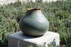 Large Outdoor Vessel No 1 - glazed, outdoor, ceramic, snake and vessel sculpture