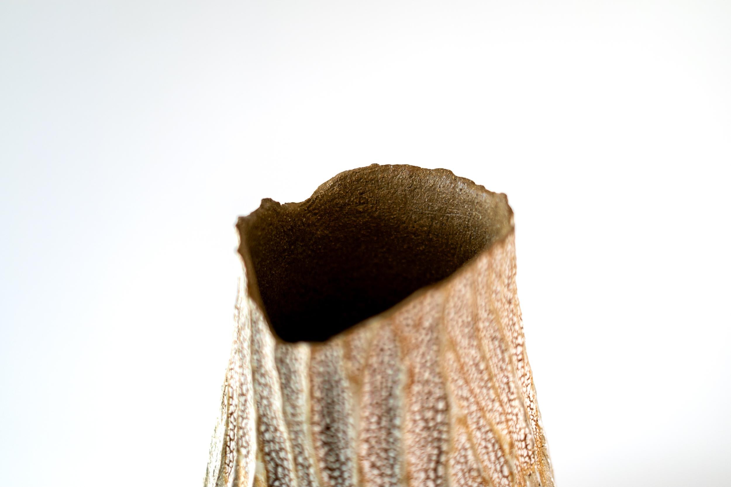 Tall Haptic Vessel I (Carved) - abstract, glazed, vessel, ceramic sculpture For Sale 5