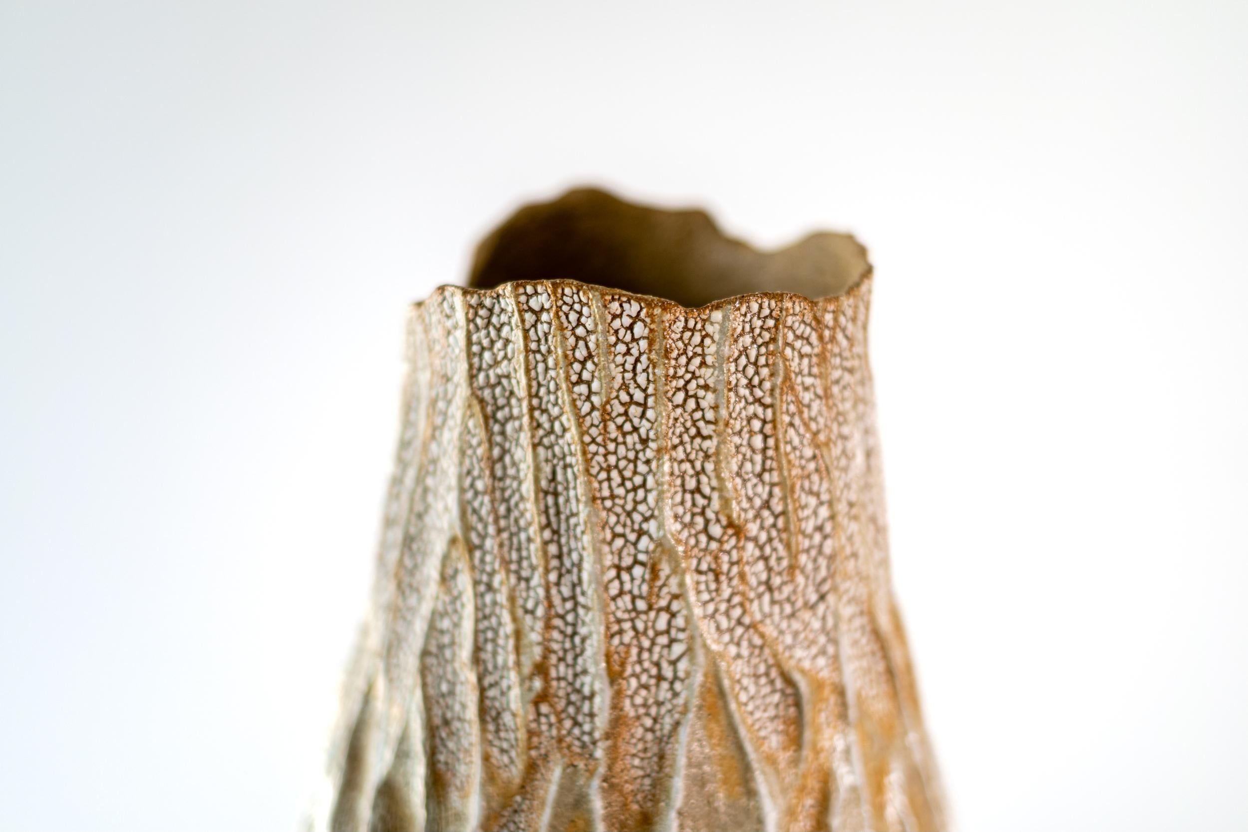 Tall Haptic Vessel I (Carved) - abstract, glazed, vessel, ceramic sculpture For Sale 6