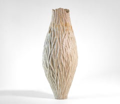 Tall Haptic Vessel I (Carved) - abstract, glazed, vessel, ceramic sculpture