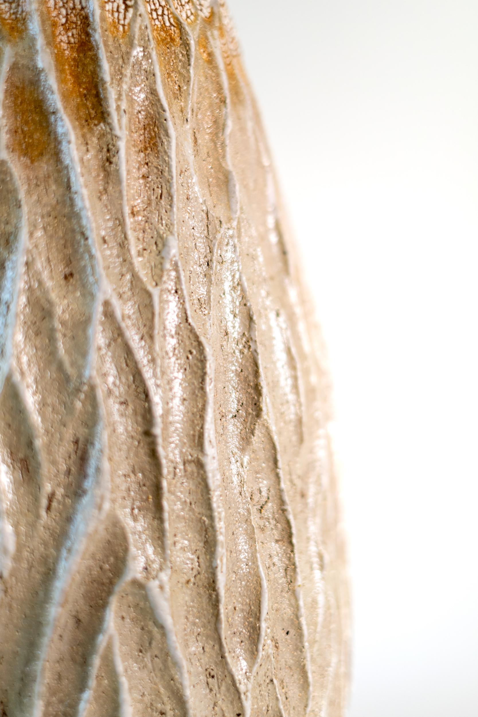 Tall Haptic Vessel I (Carved) - abstract, glazed, vessel, ceramic sculpture For Sale 3