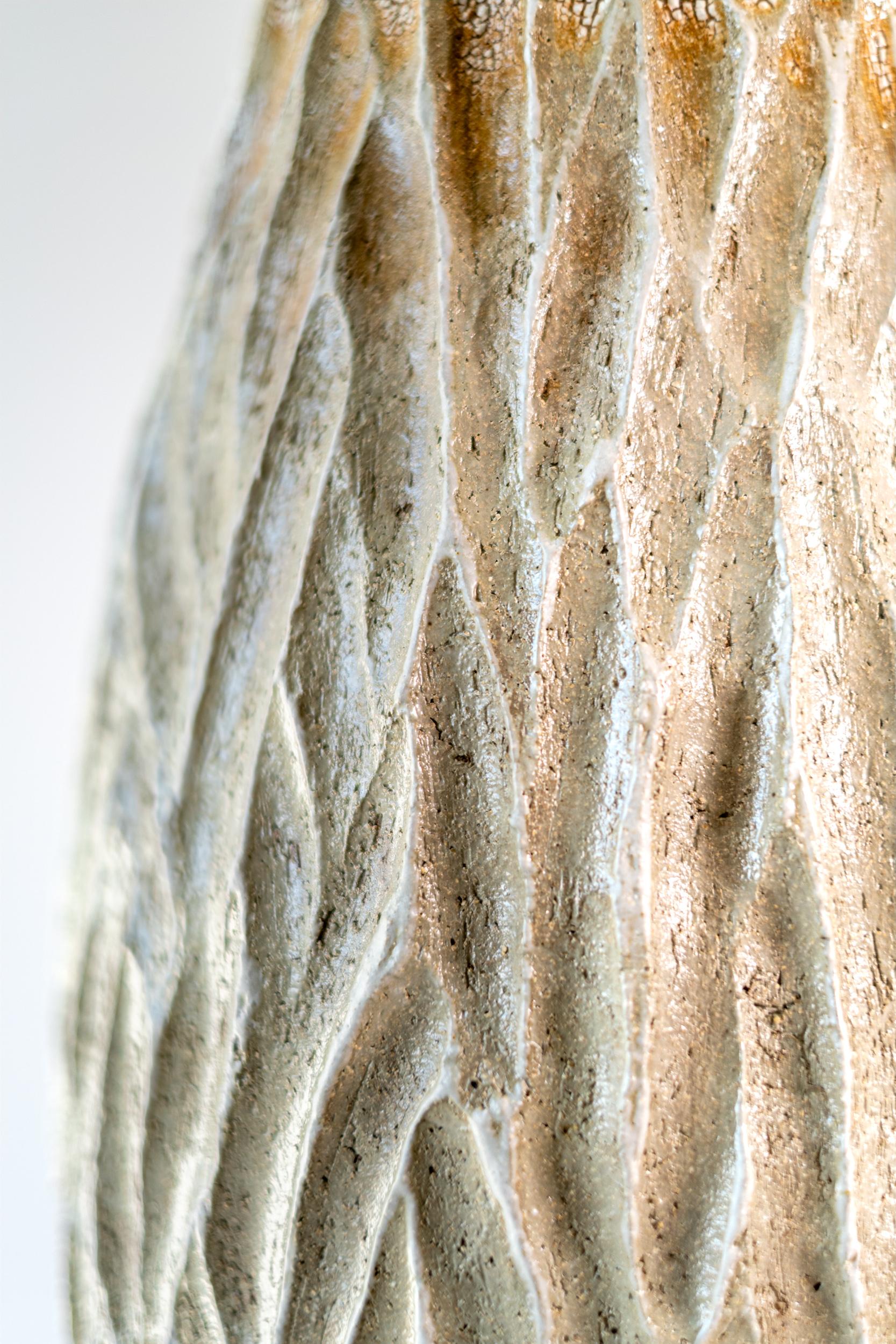 Tall Haptic Vessel I (Carved) - abstract, glazed, vessel, ceramic sculpture For Sale 4