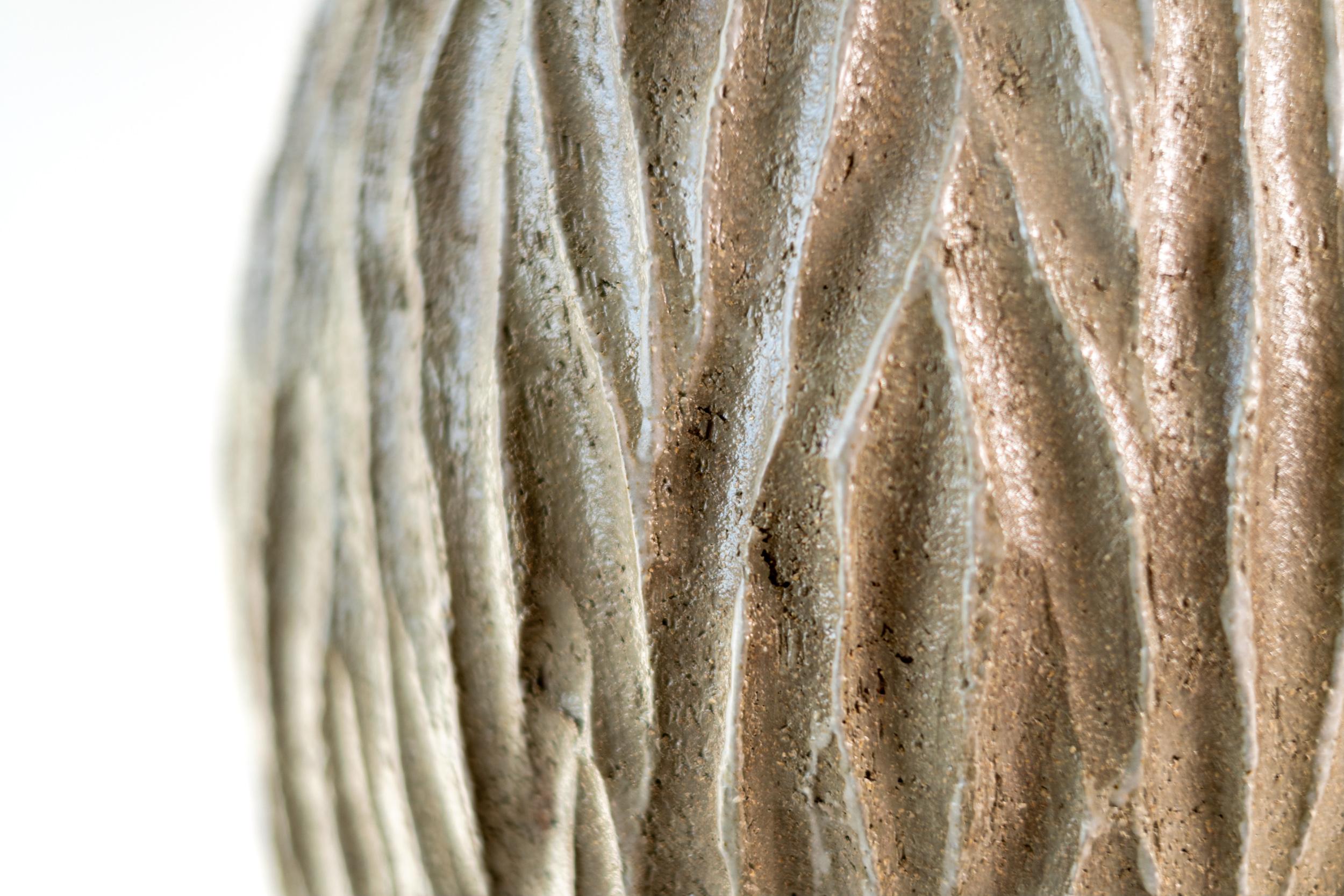 Tall Haptic Vessel II (Carved) - abstract, glazed, vessel, ceramic sculpture For Sale 5