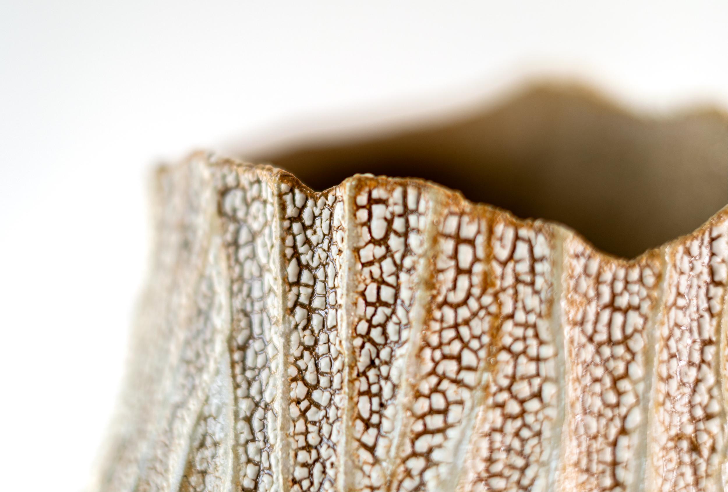 Tall Haptic Vessel II (Carved) - abstract, glazed, vessel, ceramic sculpture For Sale 7