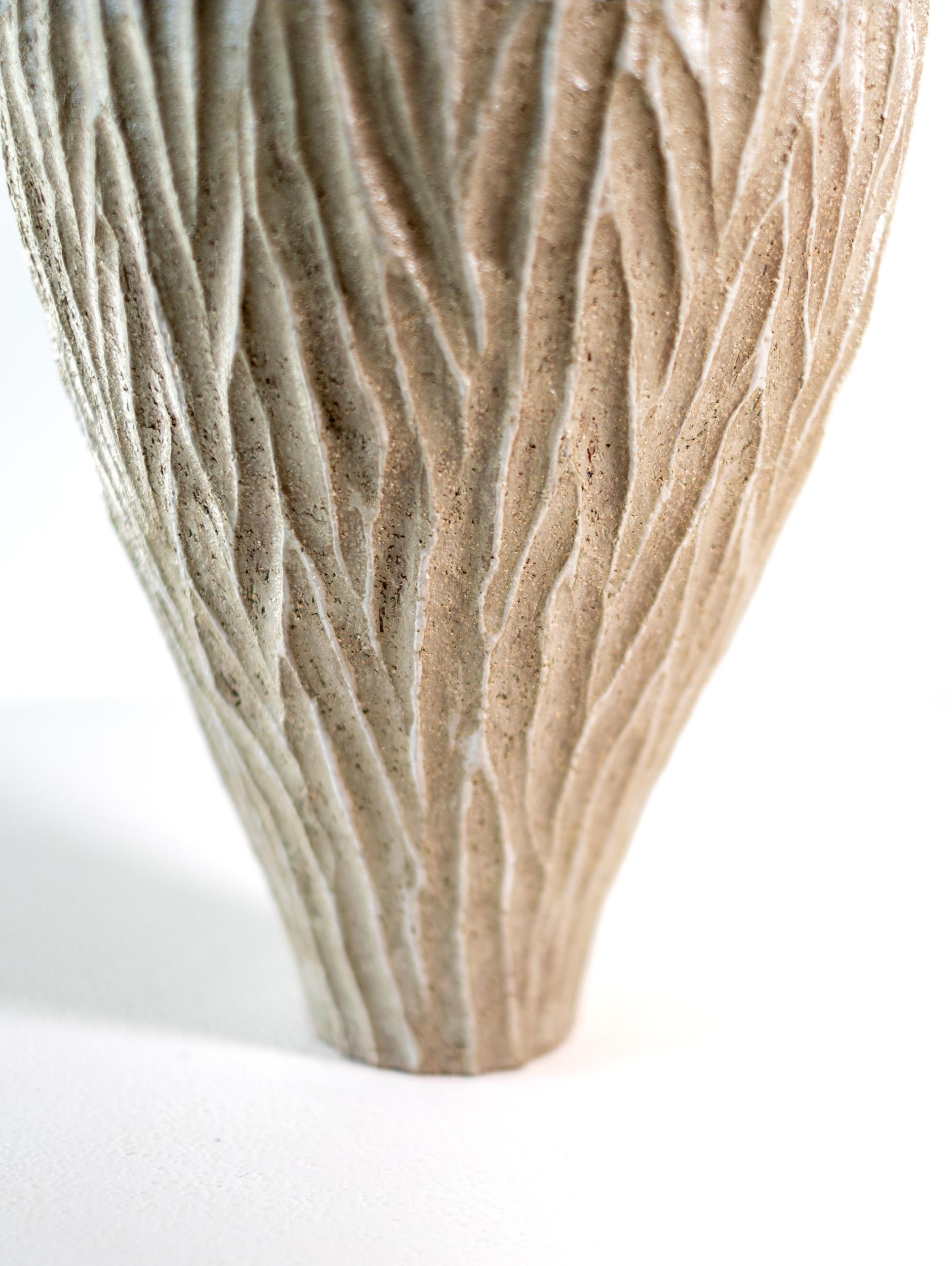 Tall Haptic Vessel II (Carved) - abstract, glazed, vessel, ceramic sculpture For Sale 1