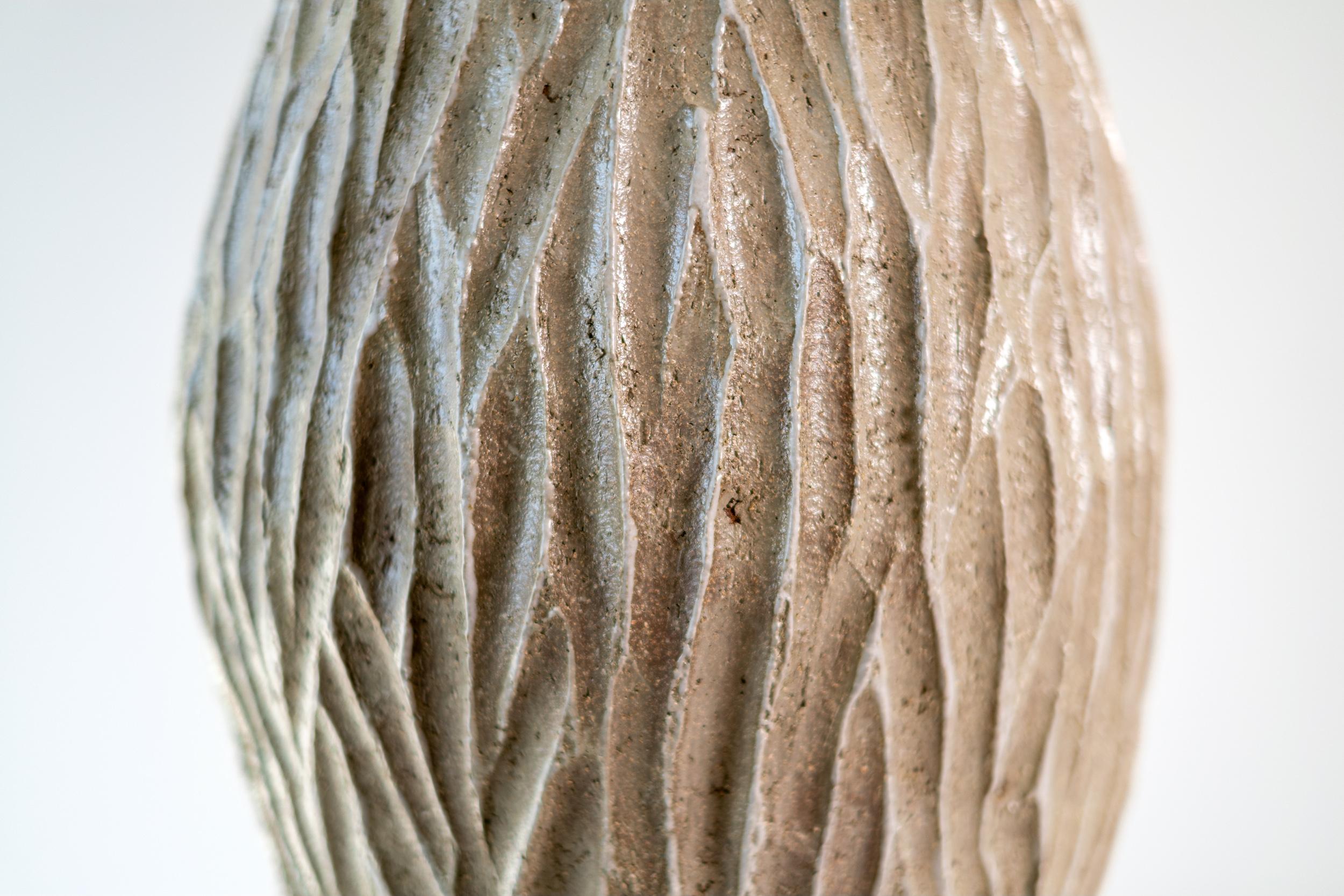 Tall Haptic Vessel II (Carved) - abstract, glazed, vessel, ceramic sculpture For Sale 2