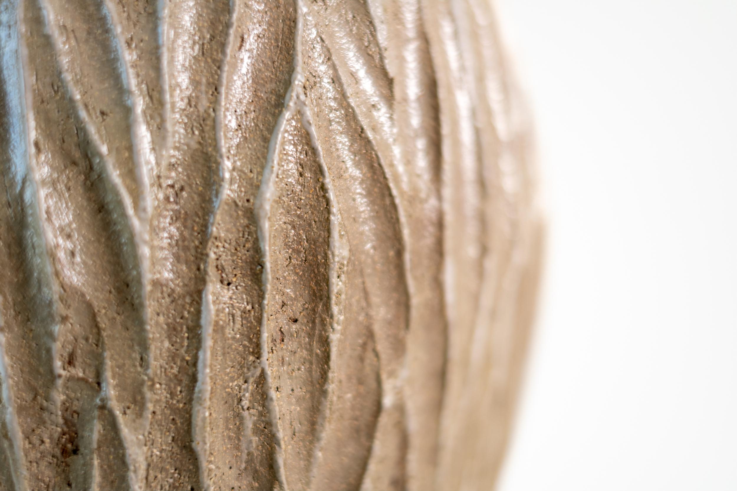 Tall Haptic Vessel II (Carved) - abstract, glazed, vessel, ceramic sculpture For Sale 4