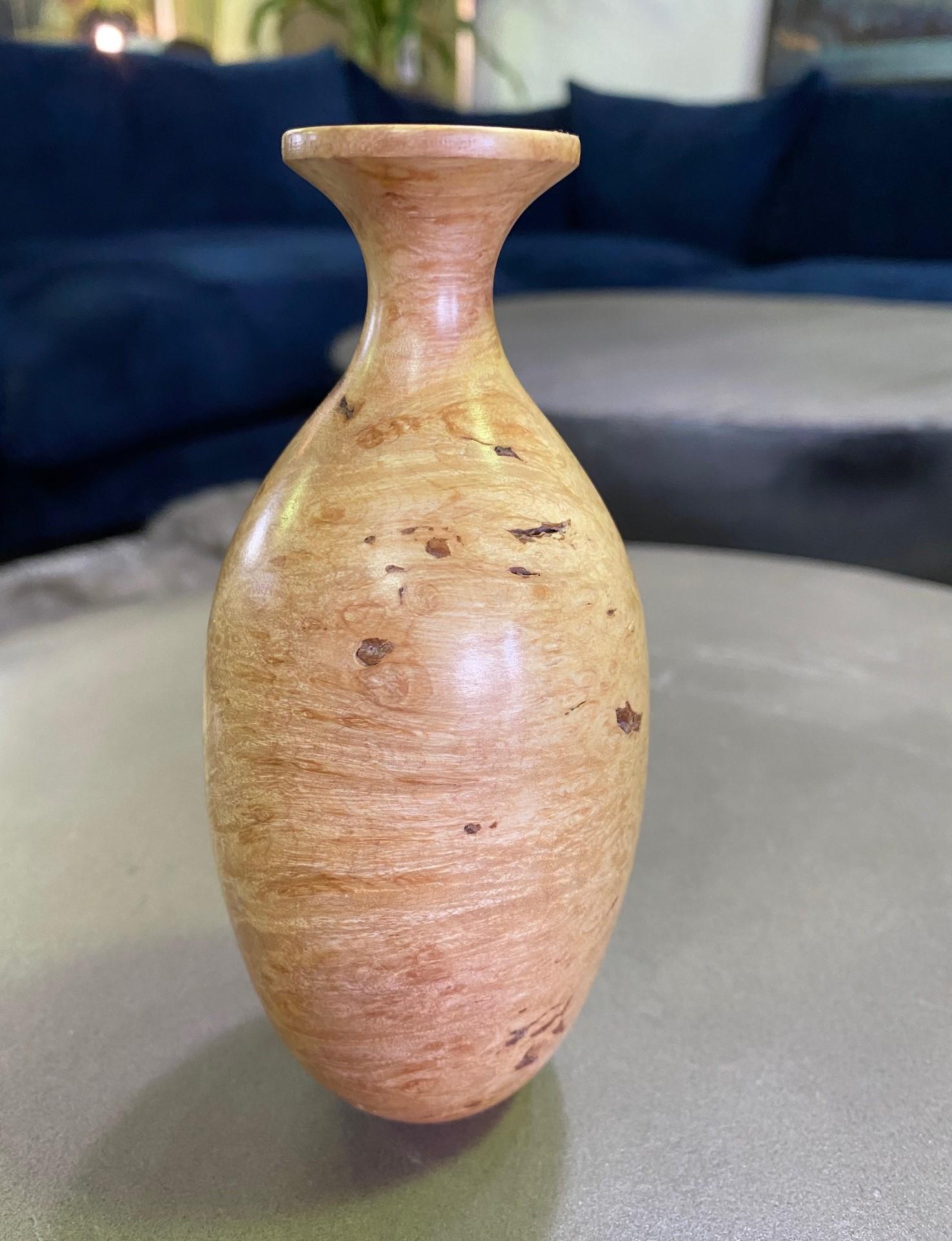 wooden carved vase