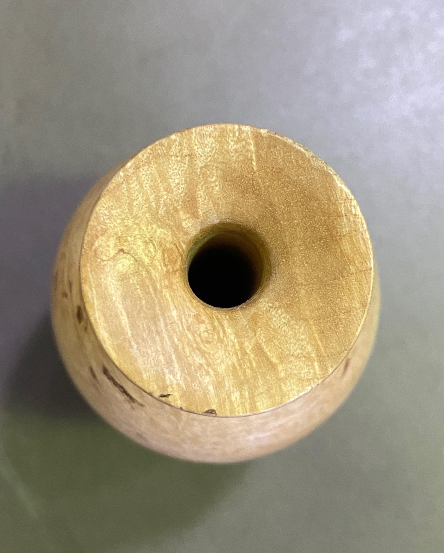 Modern Bill Haskell Signed Carved Wood Turned Maple Burl Wood Vase For Sale