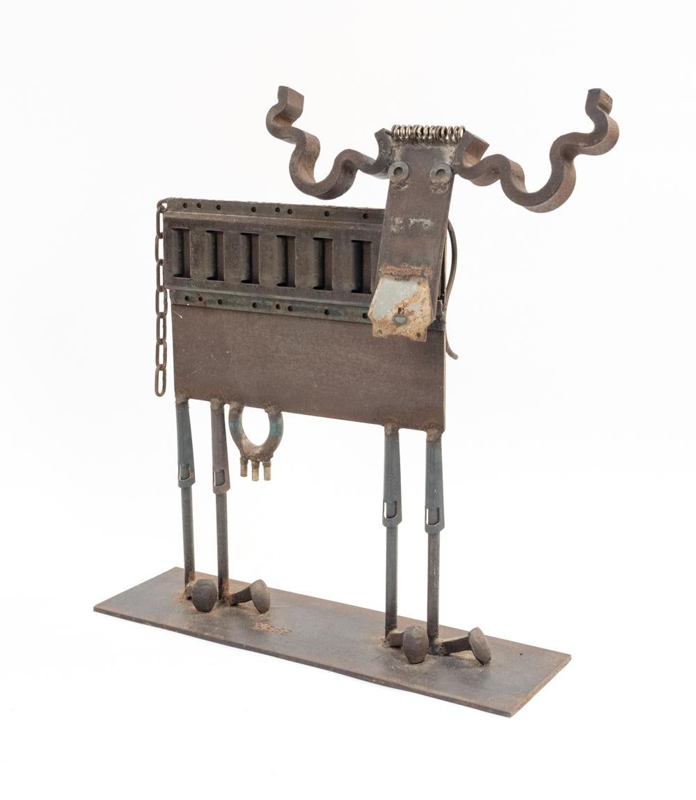 Américain Sculpture de vache en métal récupéré de Bill Heise, fin du 20e siècle en vente